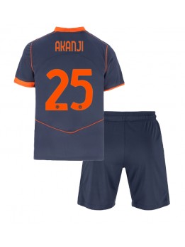 Billige Inter Milan Manuel Akanji #25 Tredjedraktsett Barn 2025-26 Kortermet (+ Korte bukser)